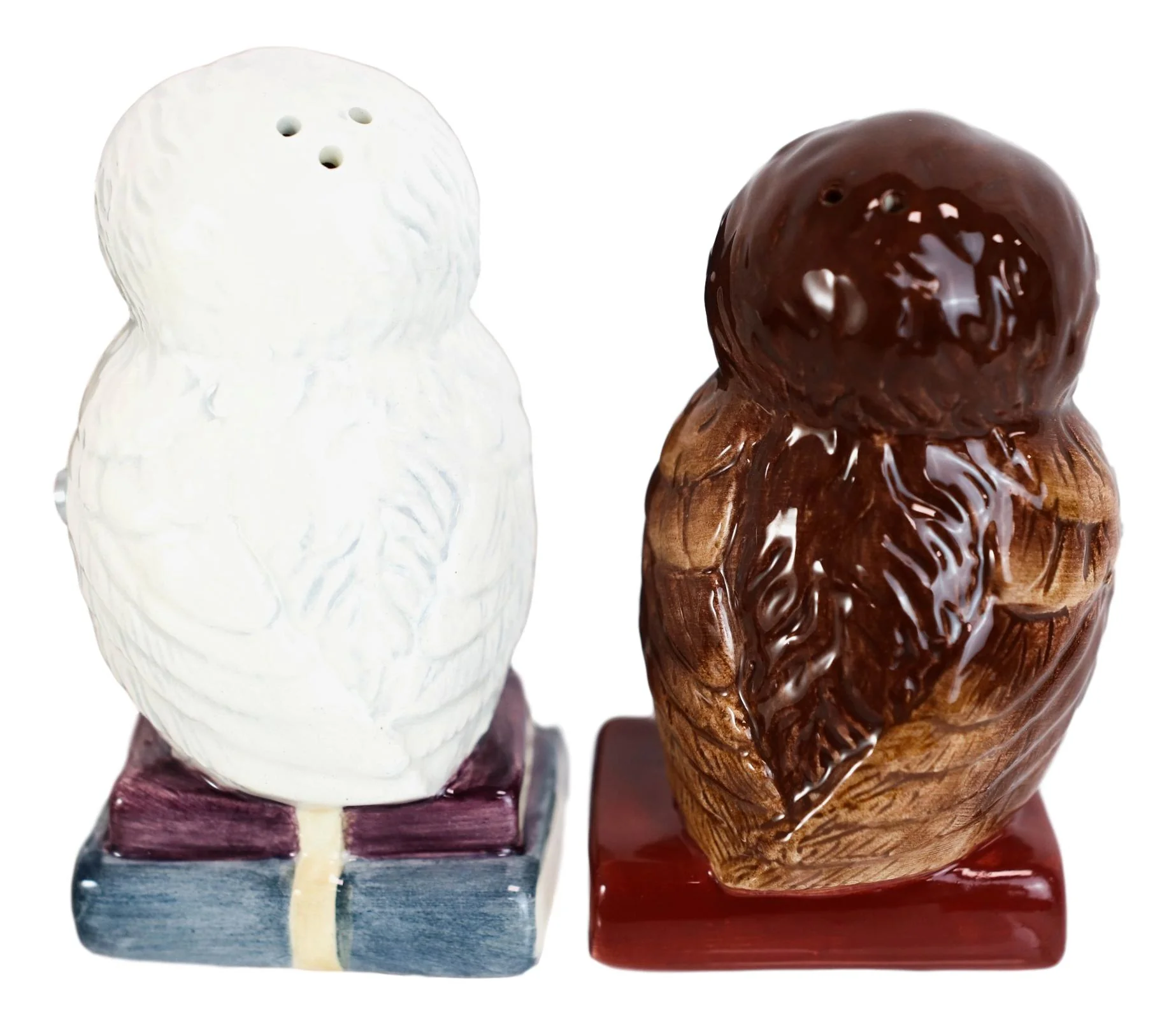 Snow White And Great Horned Brown Owls On Books Ceramic Salt Pepper Shakers Set - Image 5