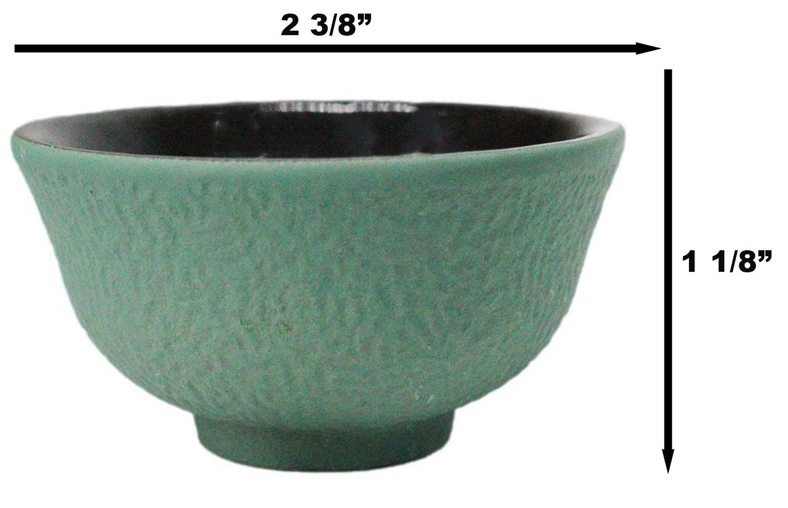 Soft Green Textured Japanese Tetsubin Style Cast Iron Mini Tea Cups Set of 4 - Image 6
