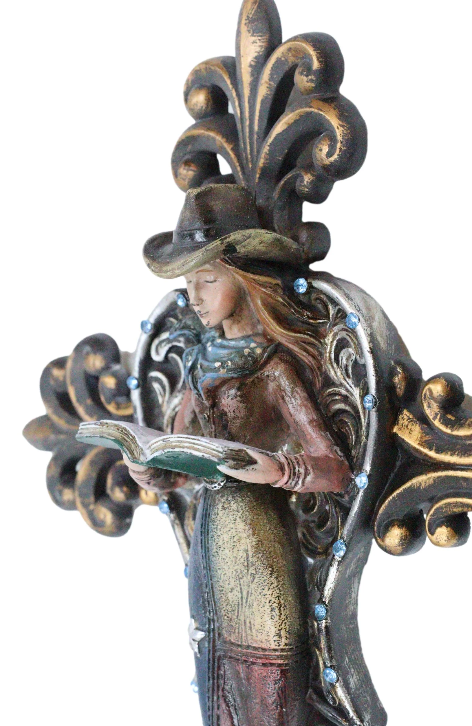 Southwest Rustic Fleur De Lis Texas Western Cowgirl Angel Wall Cross Decor - Image 8