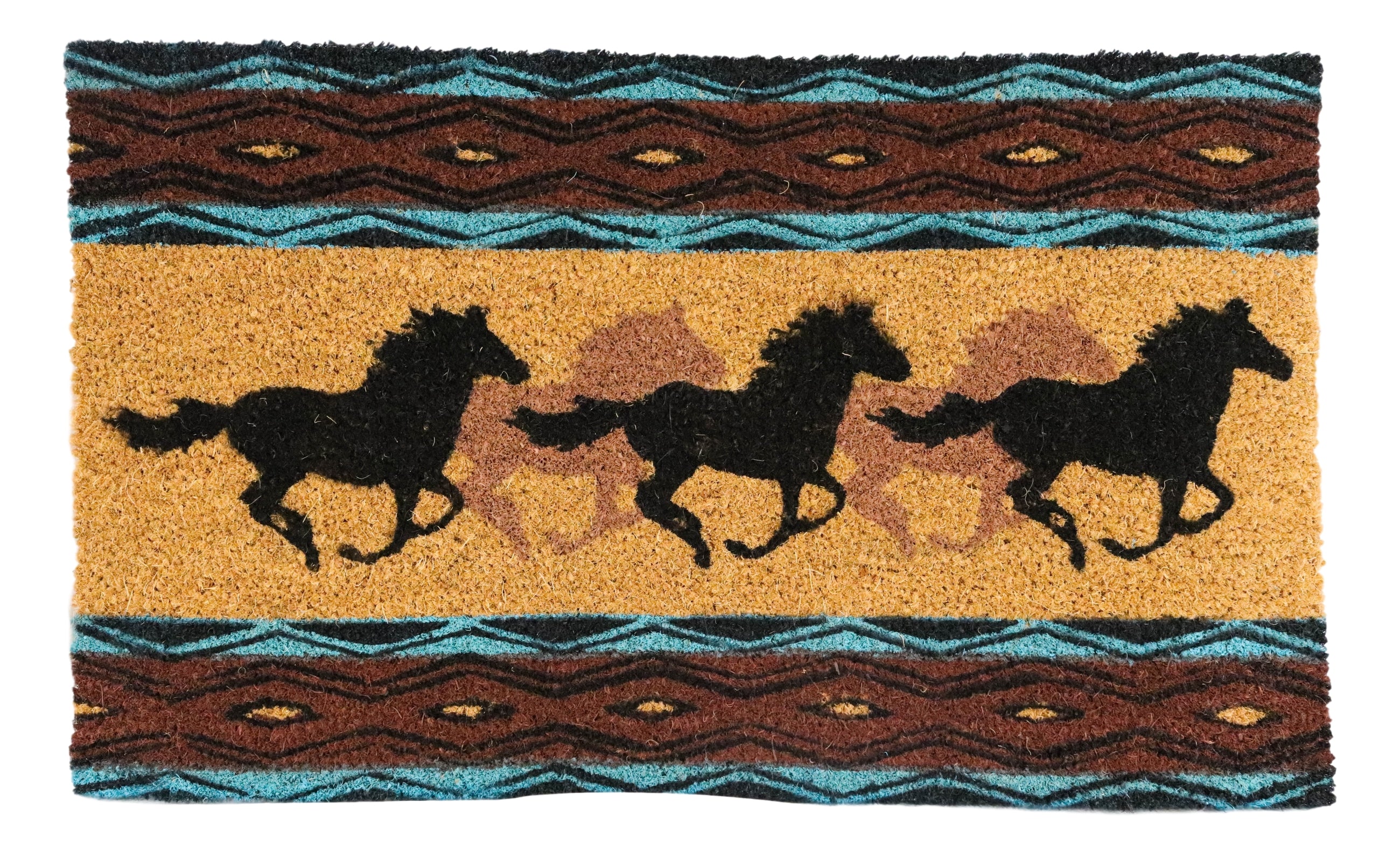 Southwest Vectors Galloping Horses Coir Coconut Fiber Floor Mat Doormat 29"X17" - Image 2