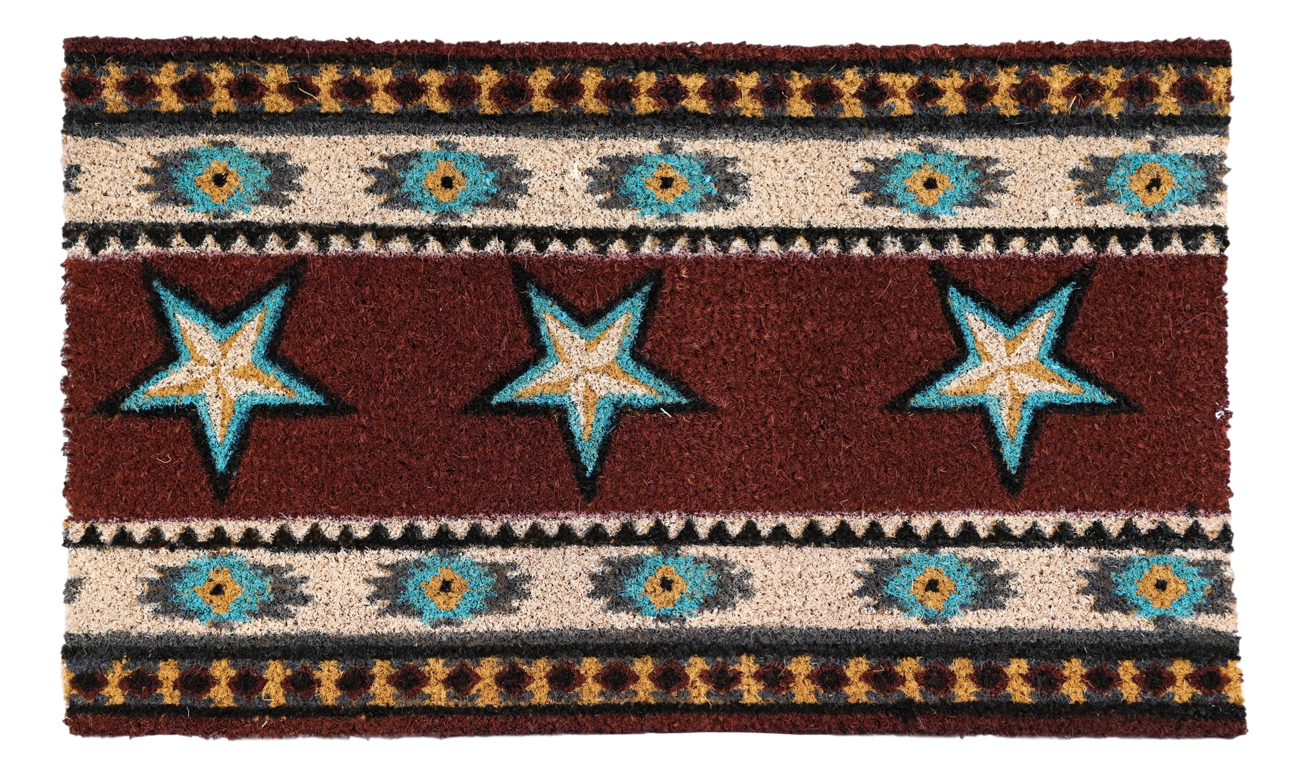 Southwestern Patterns Western Stars Coir Coconut Fiber Floor Mat Doormat 29"X17" - Image 2