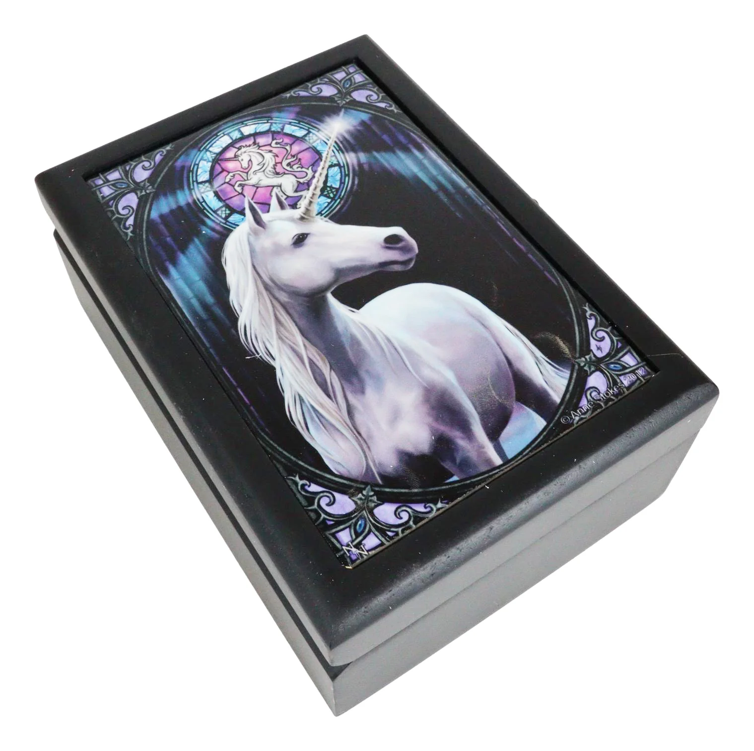 Spirit Enlightenment Sacred Unicorn Art Tile Wooden Tarot Cards Decorative Box - Image 2