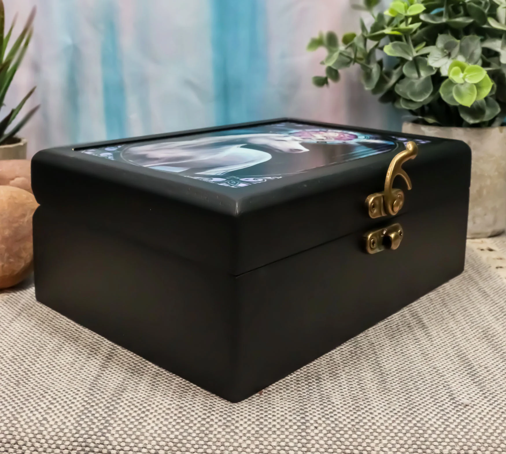 Spirit Enlightenment Sacred Unicorn Art Tile Wooden Tarot Cards Decorative Box - Image 5
