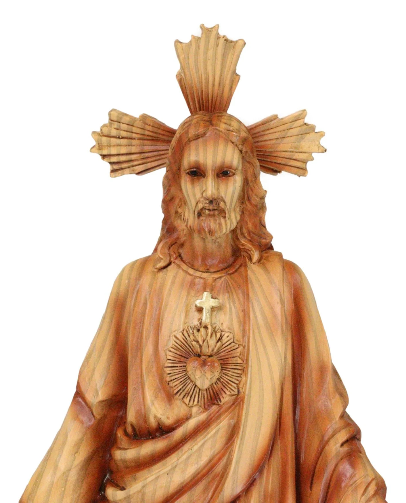 Standing Sacred Heart of Jesus Christ Catholic Christian Faux Wood Figurine - Image 6