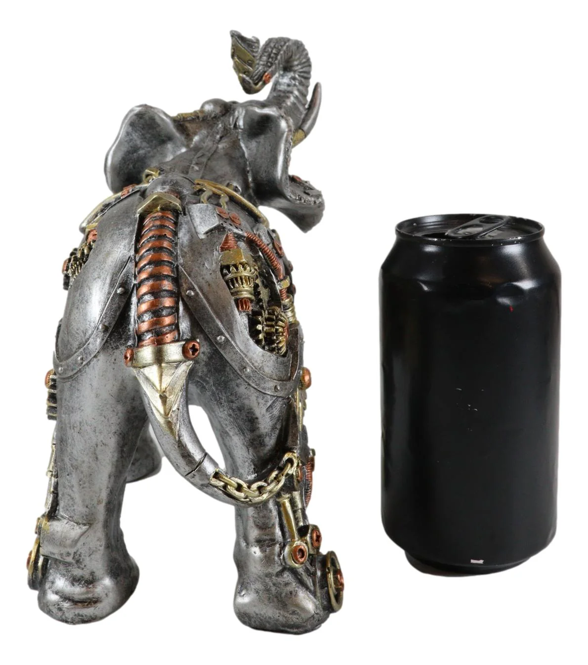 Ebros Steampunk Pressure Valve Geared Cyborg Elephant with Trunk Up Figurine - Image 4
