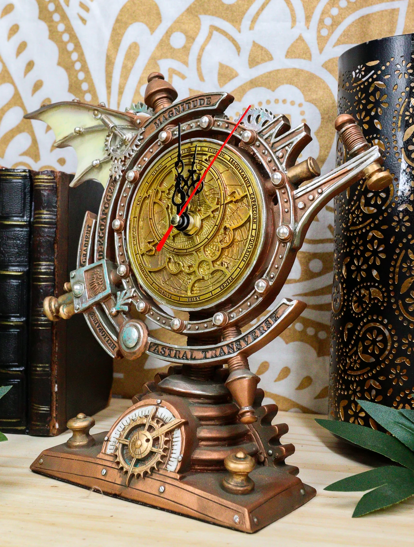 Ebros Steampunk Celestial Intergalactic Stormgrave Chronometer Decorative Table Clock - Image 6