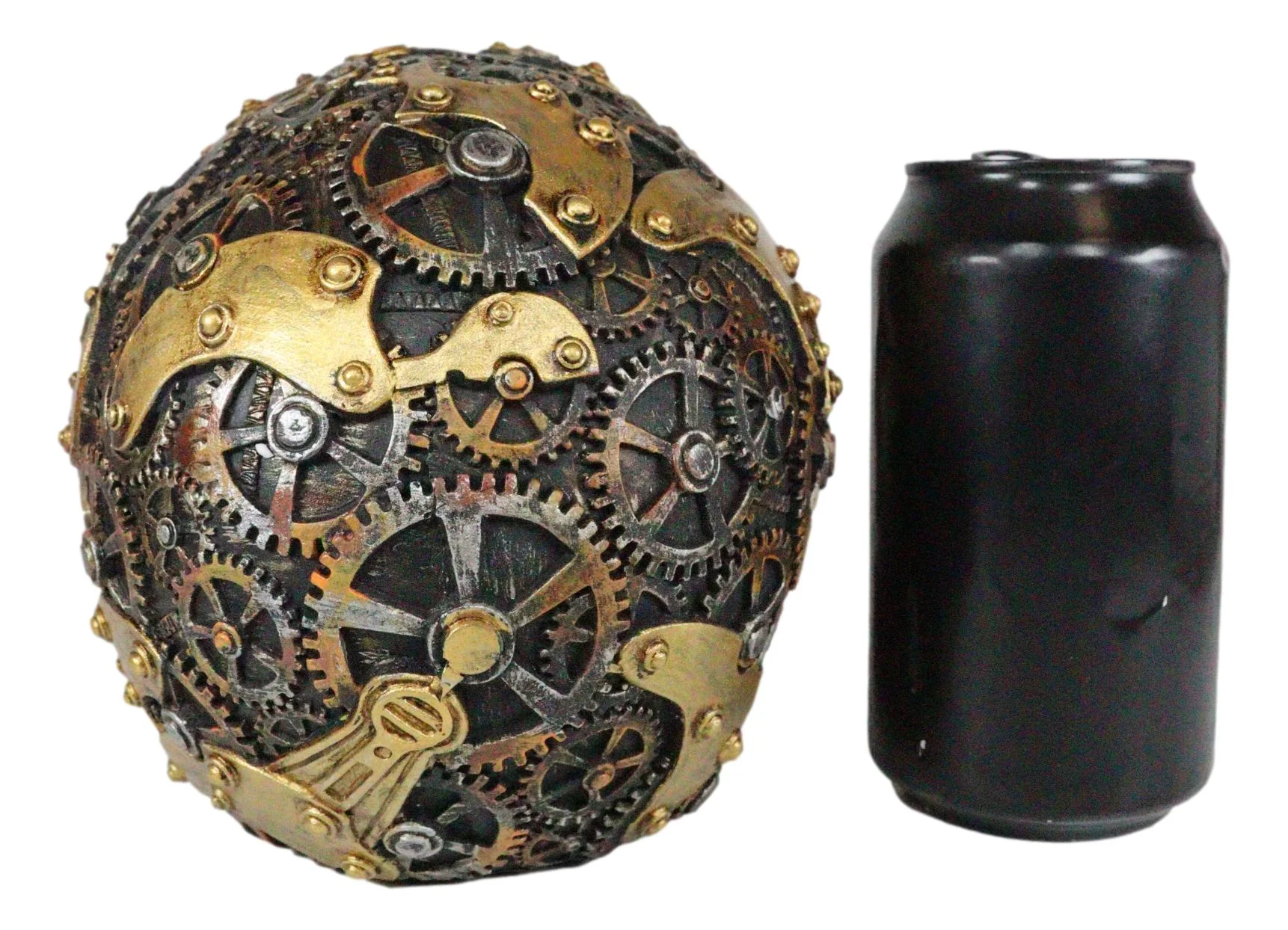 Steampunk Chronosphere Time Machine Geared Clockwork And Chains Skull Figurine - Image 5