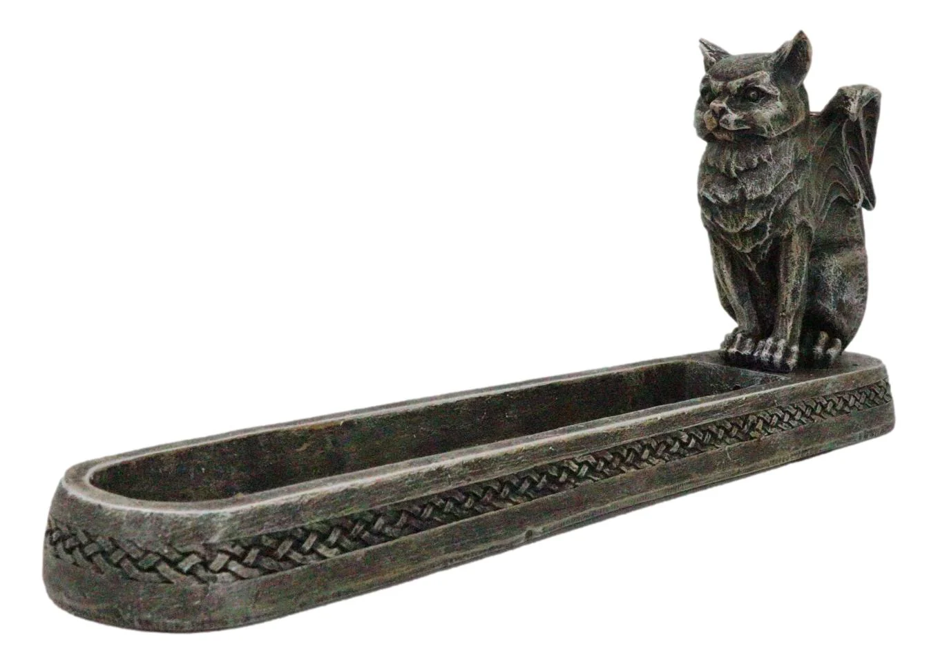 Stoic Angel Winged Cat On Celtic Knotwork Incense And Candle Holder Figurine - Image 2
