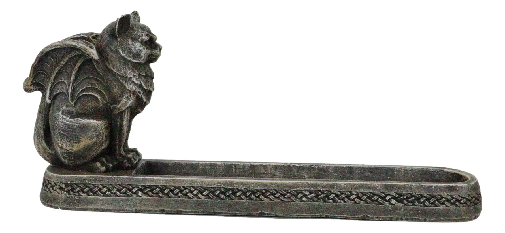 Stoic Angel Winged Cat On Celtic Knotwork Incense And Candle Holder Figurine - Image 4