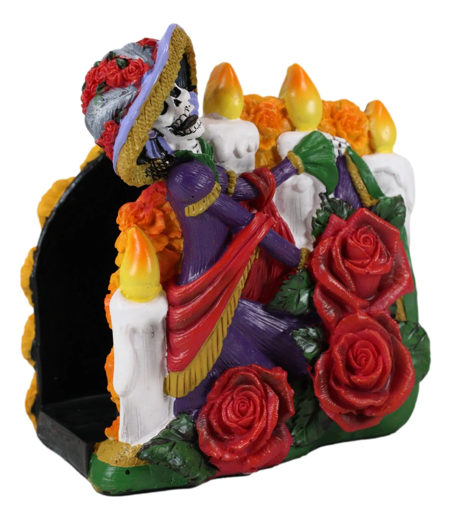 Sugar Skull Day Of The Dead Gothic Rose Lady Catrina Napkin Holder Figurine - Image 6