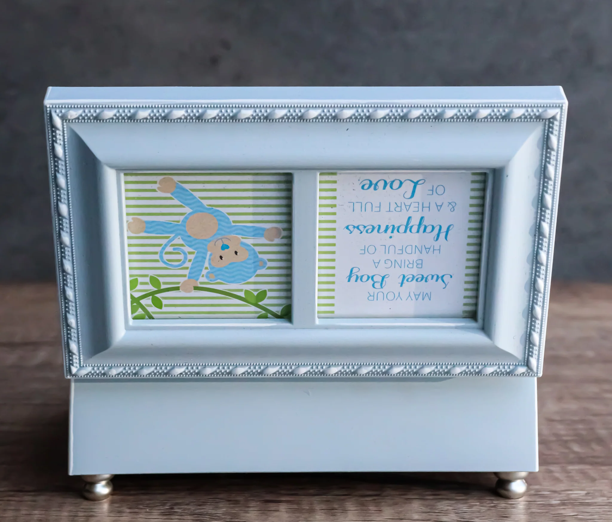 Sweet Boy Happiness And Love Baby Shower Blue Burlwood Musical Trinket Box - Image 8