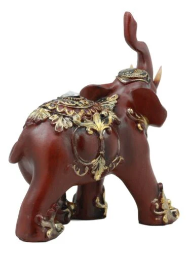 Thai Buddhism Decorated Feng Shui Elephant With Trunk Up Left Facing Figurine - Image 5