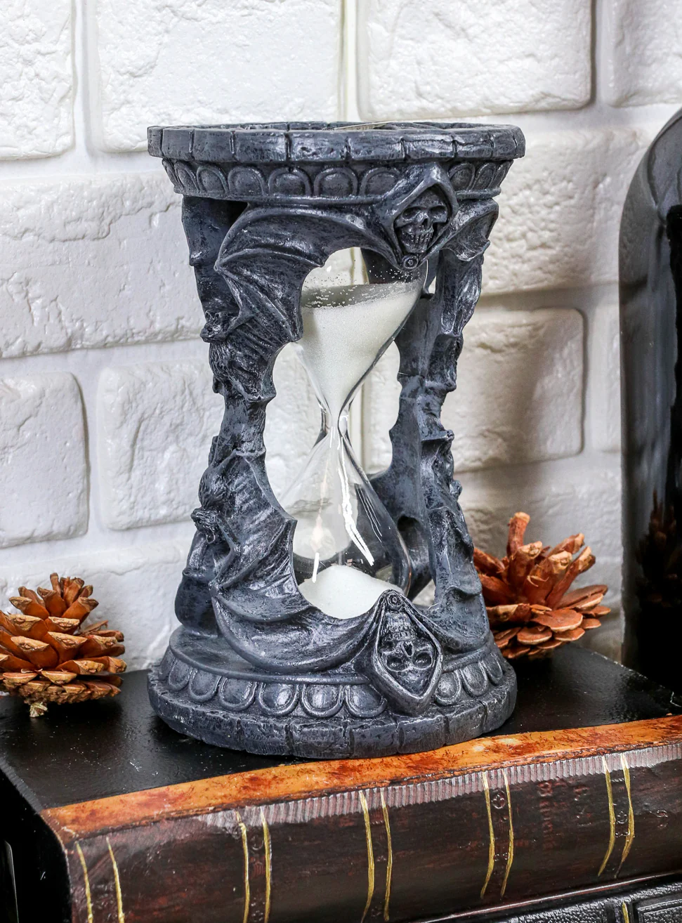 Ebros Time Waits For No Man Grim Reaper Vampire Bats Invertible Sand Timer Figurine