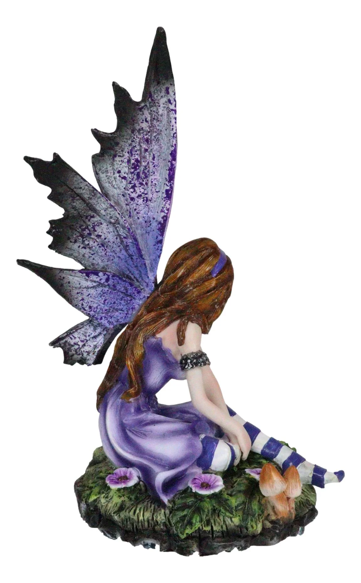Toadstool Garden Lavender Purple Girl Fairy With Flitting Butterfly Figurine - Image 2