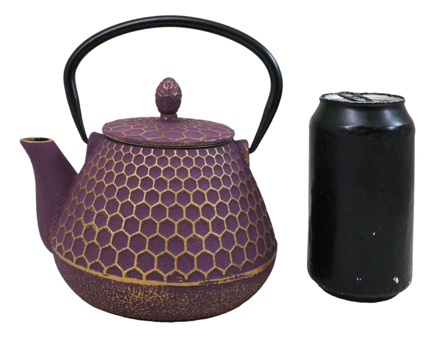 Traditional Oriental Tetsubin Purple Honeycomb Design Cast Iron Teapot 32oz - Image 11