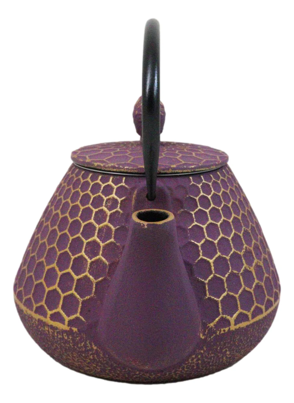 Traditional Oriental Tetsubin Purple Honeycomb Design Cast Iron Teapot 32oz - Image 3