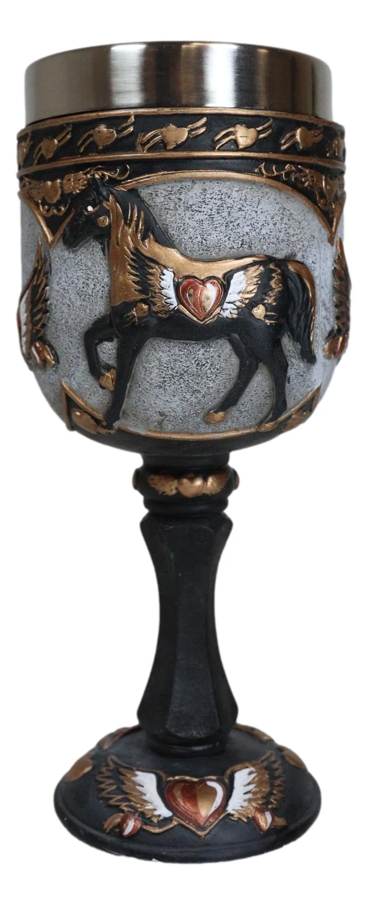 Trail Of Painted Ponies Heart Of Gold Pony Horse With Winged Heart Wine Goblet - Image 2