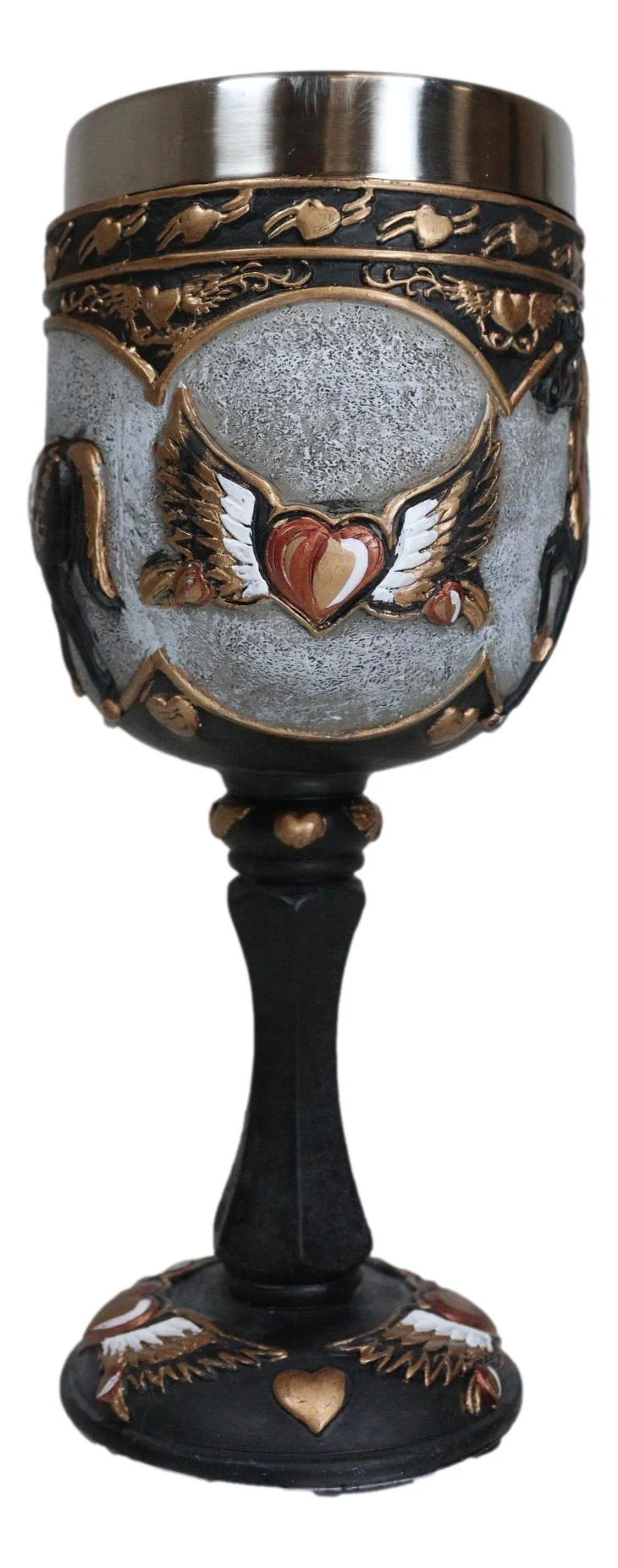 Trail Of Painted Ponies Heart Of Gold Pony Horse With Winged Heart Wine Goblet - Image 4
