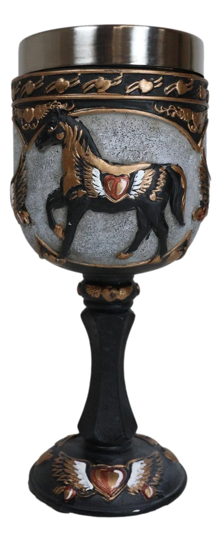 Trail Of Painted Ponies Heart Of Gold Pony Horse With Winged Heart Wine Goblet - Image 5