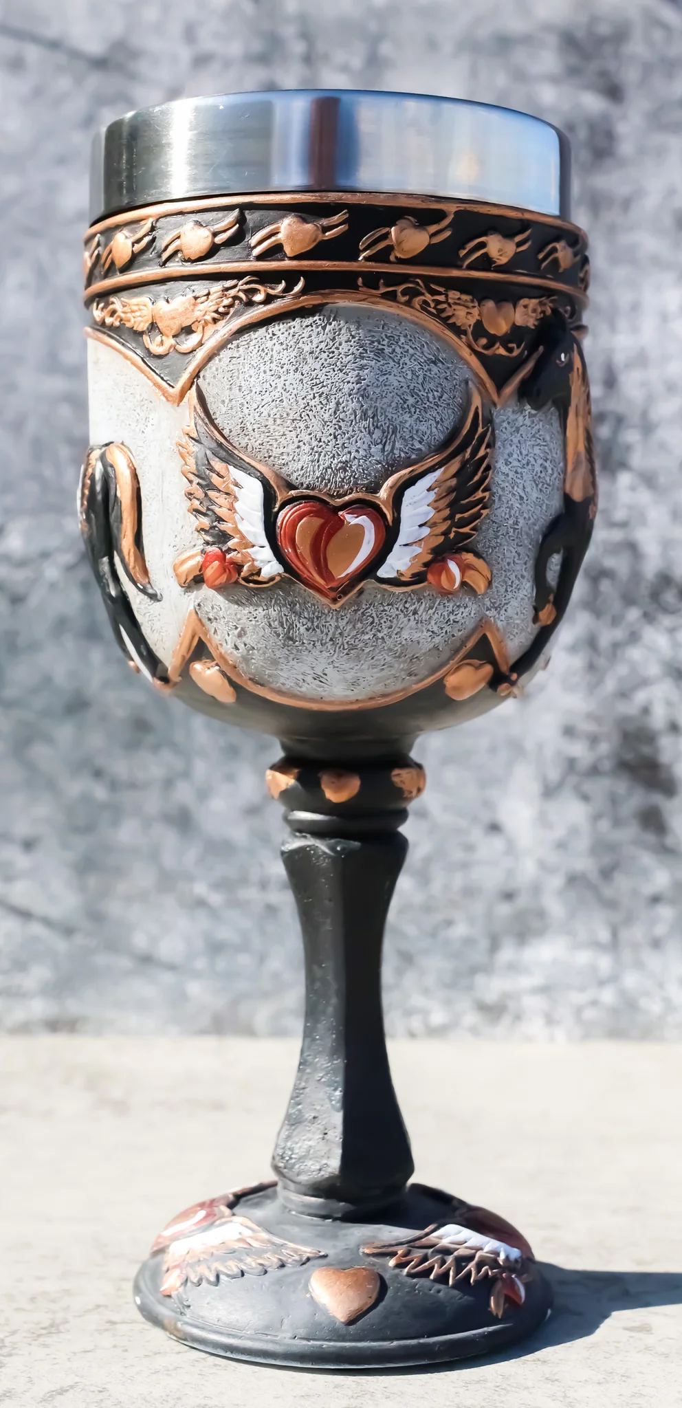 Trail Of Painted Ponies Heart Of Gold Pony Horse With Winged Heart Wine Goblet - Image 8