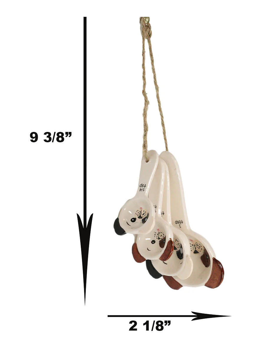 Tramp Mutt Dog Puppies Face Ceramic Stackable Kitchen Measuring Spoons Set - Image 3