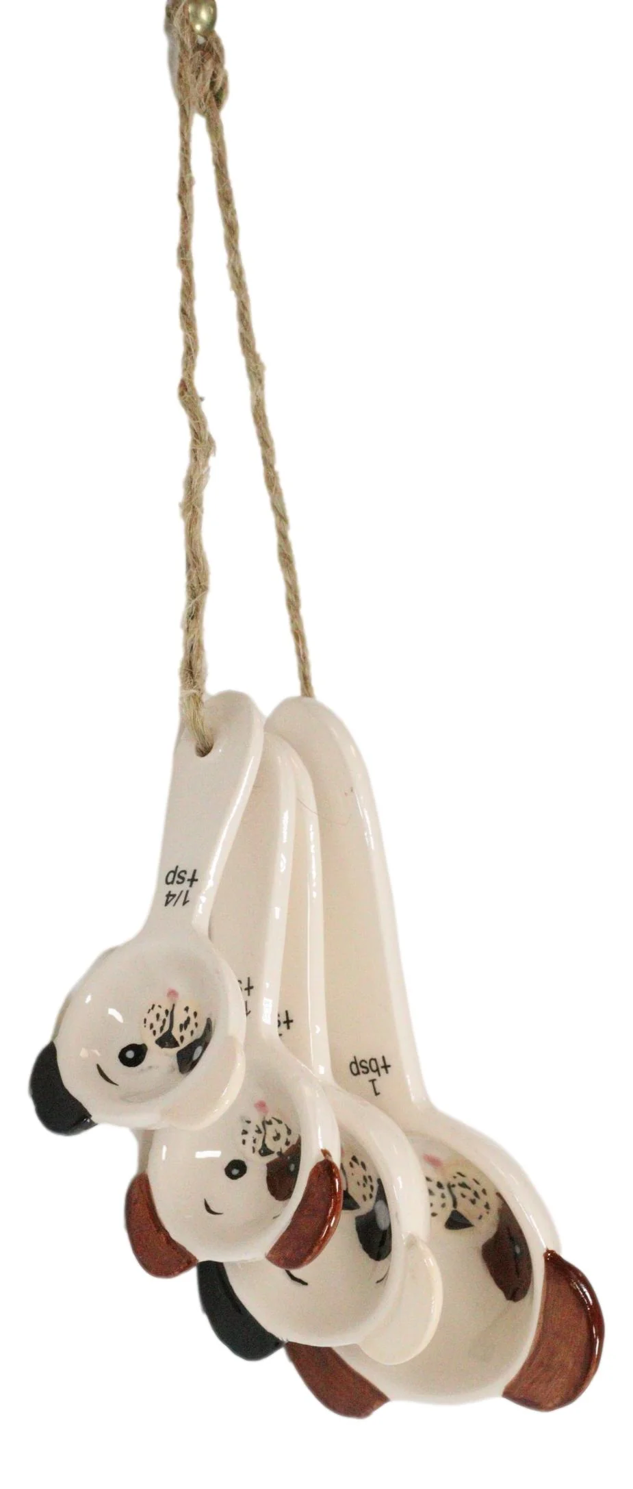 Tramp Mutt Dog Puppies Face Ceramic Stackable Kitchen Measuring Spoons Set - Image 4
