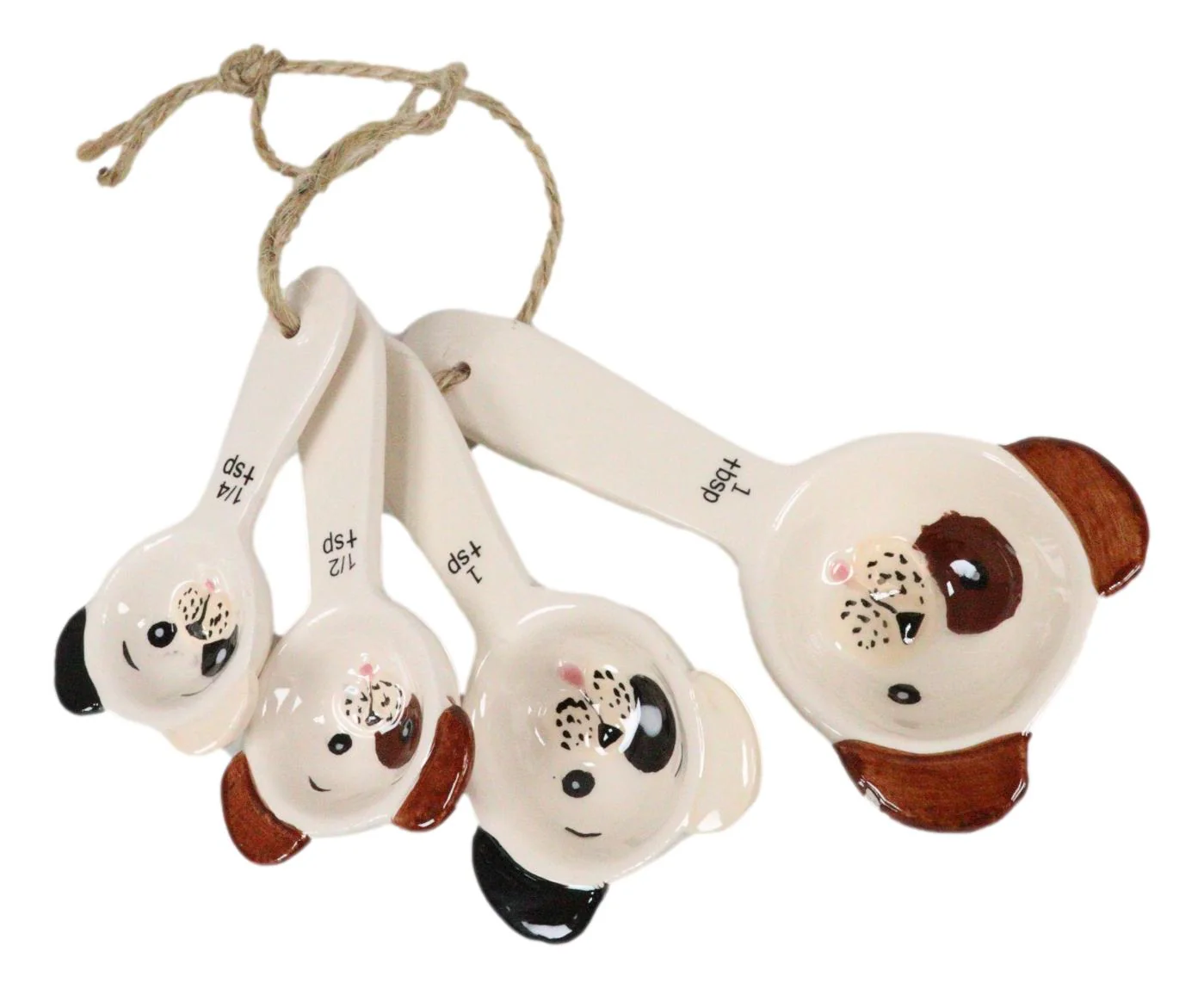 Tramp Mutt Dog Puppies Face Ceramic Stackable Kitchen Measuring Spoons Set - Image 5