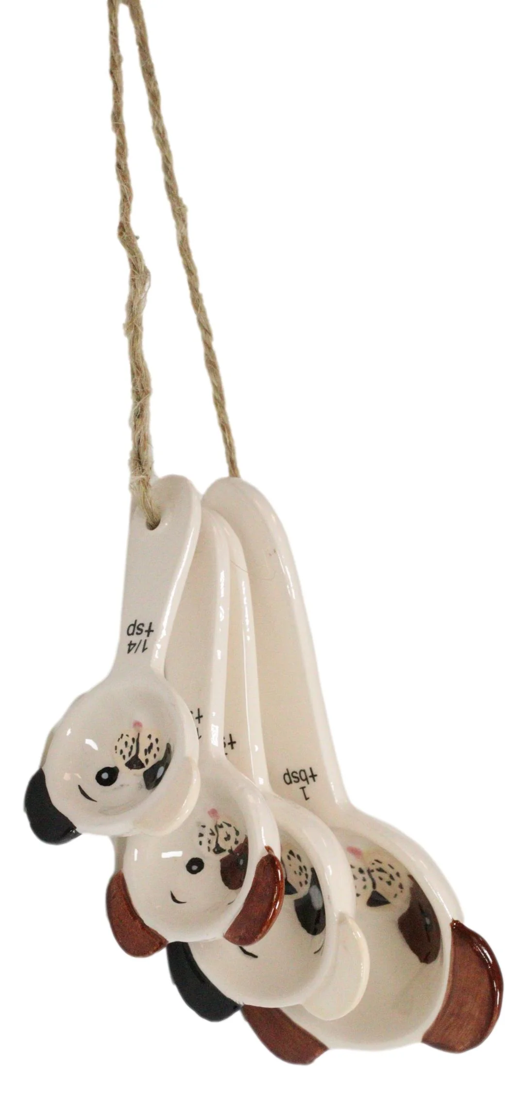 Tramp Mutt Dog Puppies Face Ceramic Stackable Kitchen Measuring Spoons Set - Image 6