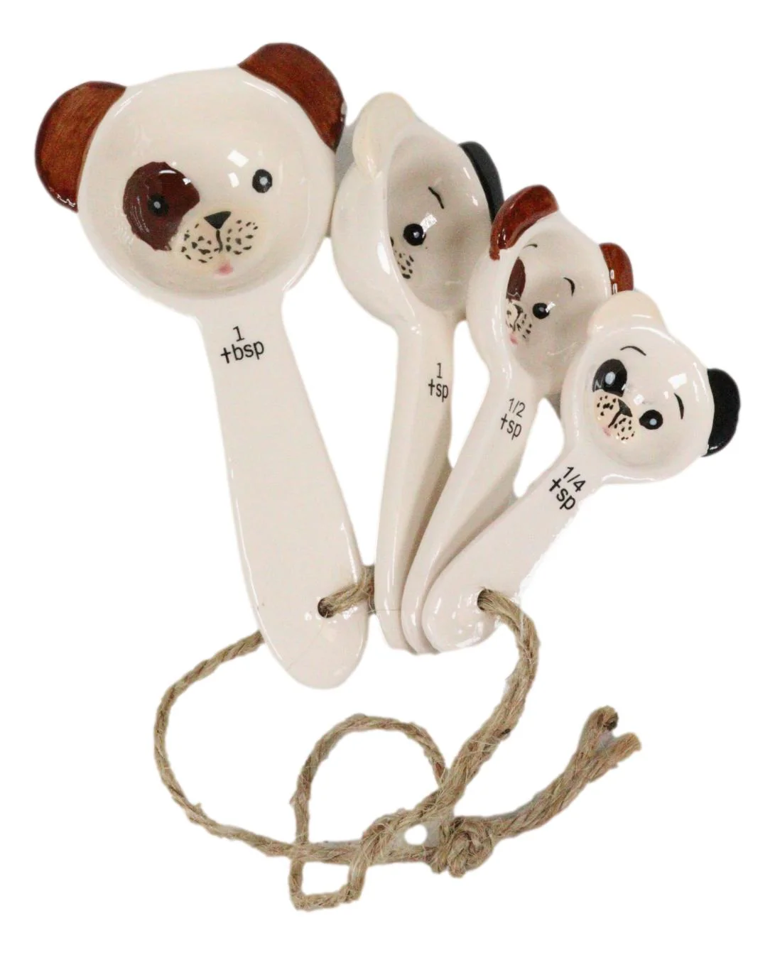 Tramp Mutt Dog Puppies Face Ceramic Stackable Kitchen Measuring Spoons Set - Image 8