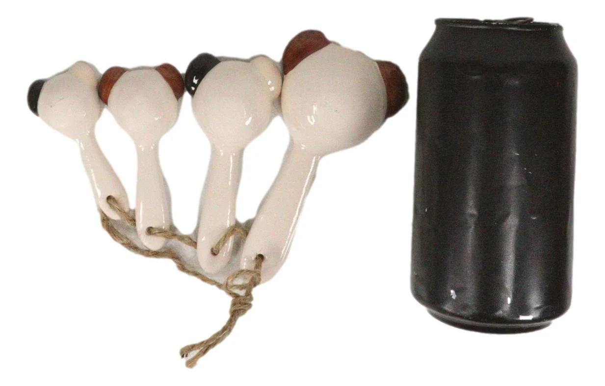 Tramp Mutt Dog Puppies Face Ceramic Stackable Kitchen Measuring Spoons Set - Image 9