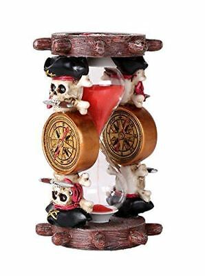 Treasure Pirate Compass Ship & Wheel Sand Timer Hourglass Decor Statue - Image 2