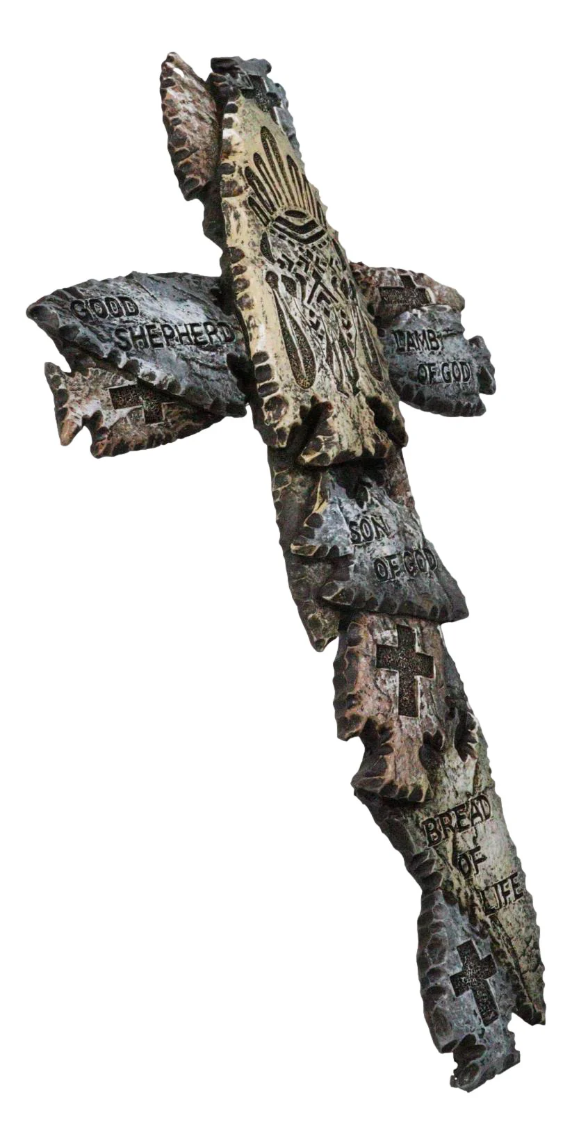 Tribal Indian Faux Arrowhead Stones Lamb of God Good Shepherd Wall Cross Plaque - Image 5