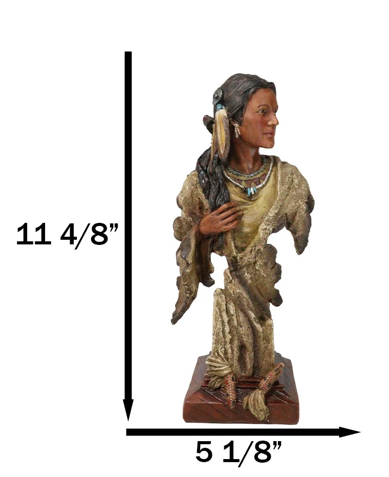 Tribal Native American Indian Lady Princess with Eagle Feathers Bust Figurine - Image 2