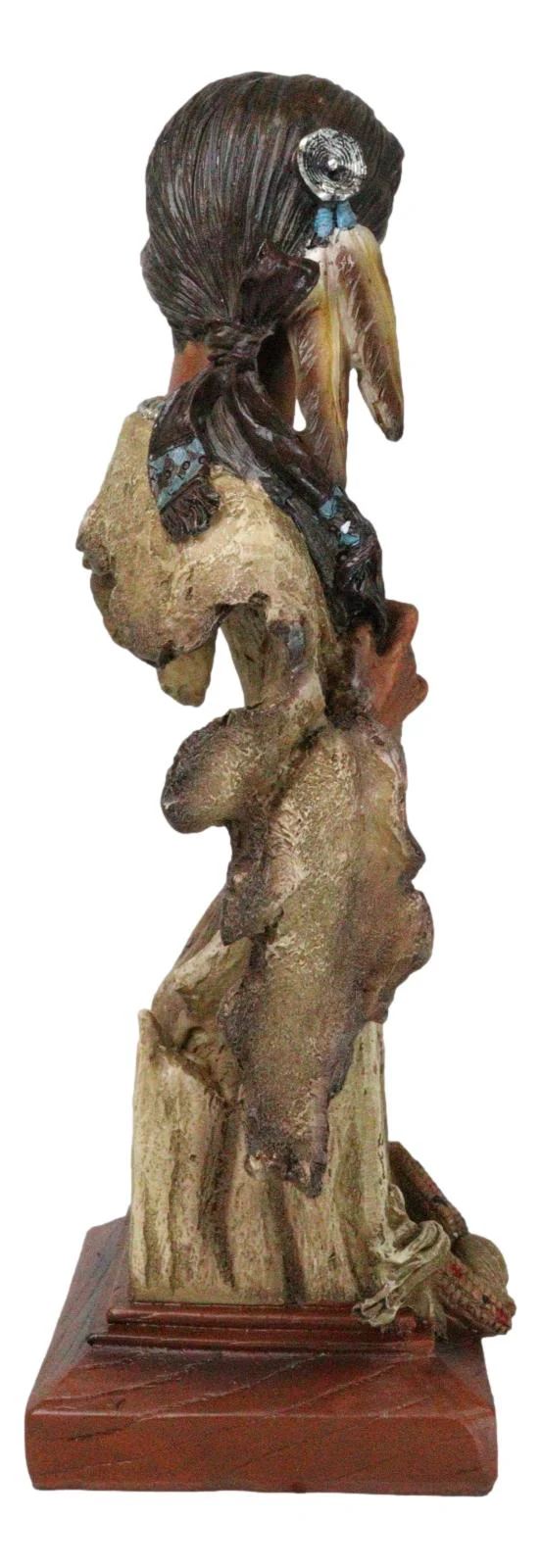 Tribal Native American Indian Lady Princess with Eagle Feathers Bust Figurine - Image 3