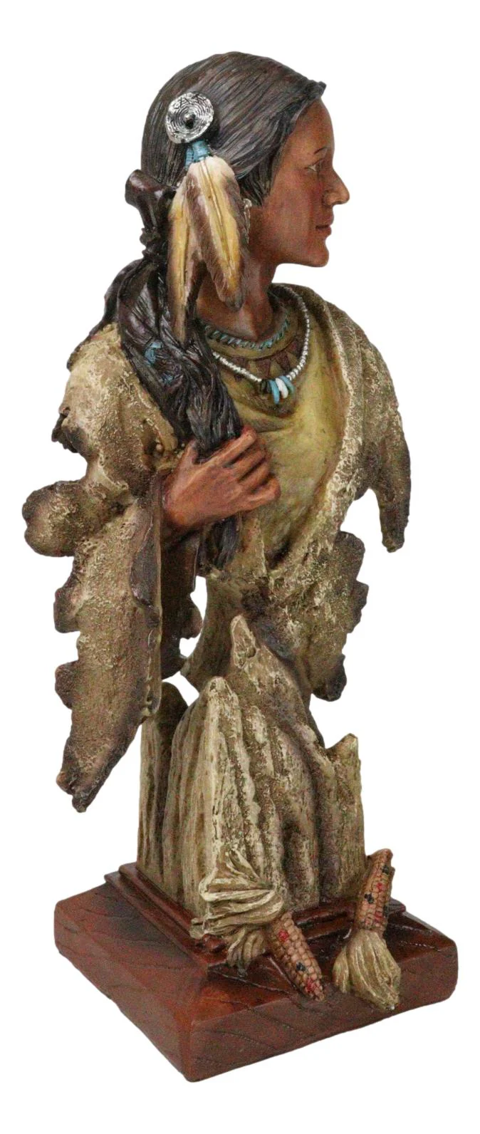 Tribal Native American Indian Lady Princess with Eagle Feathers Bust Figurine - Image 4