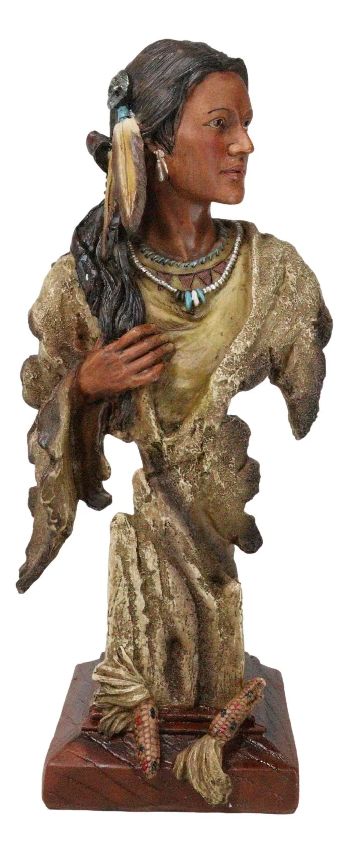 Tribal Native American Indian Lady Princess with Eagle Feathers Bust Figurine - Image 5