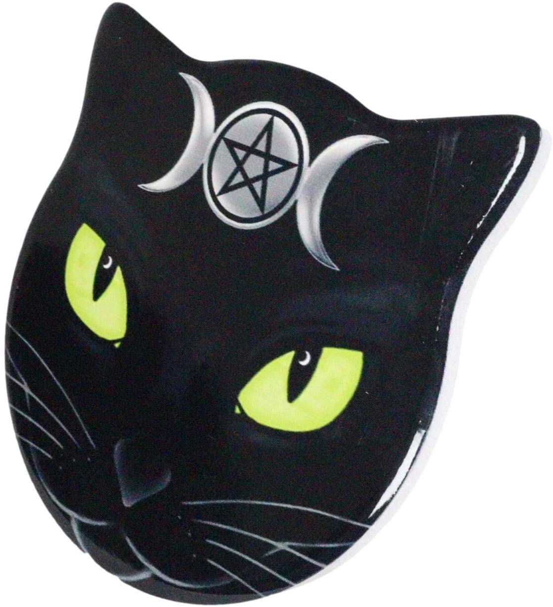 Ebros Wicca Black Cat Face Triple Moon Goddess Cork Backed Ceramic Coasters 4pcs - Image 4