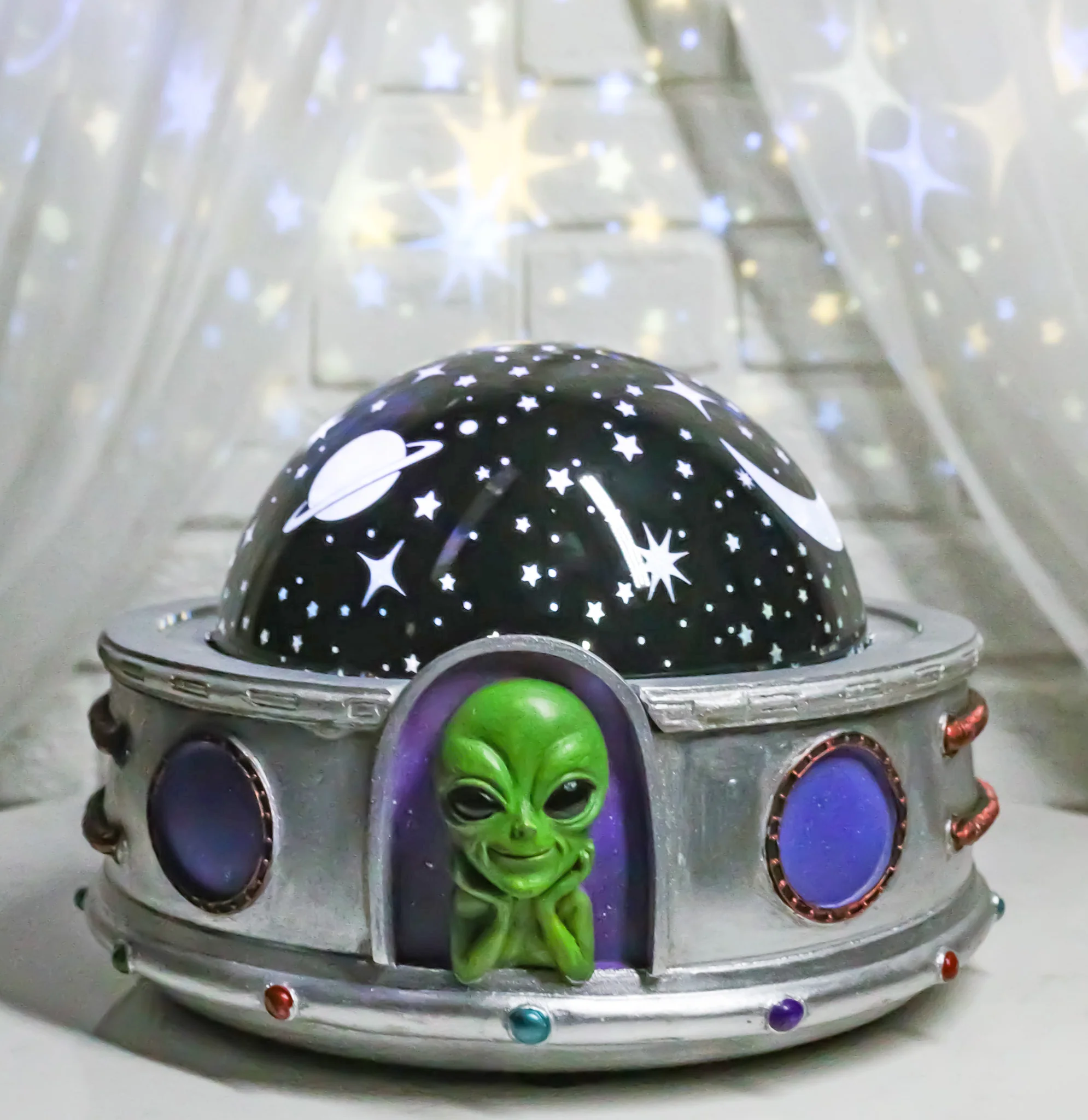 UFO Outer Space Celestial Moon and Stars Roswell Alien Projector Night Light - Image 10