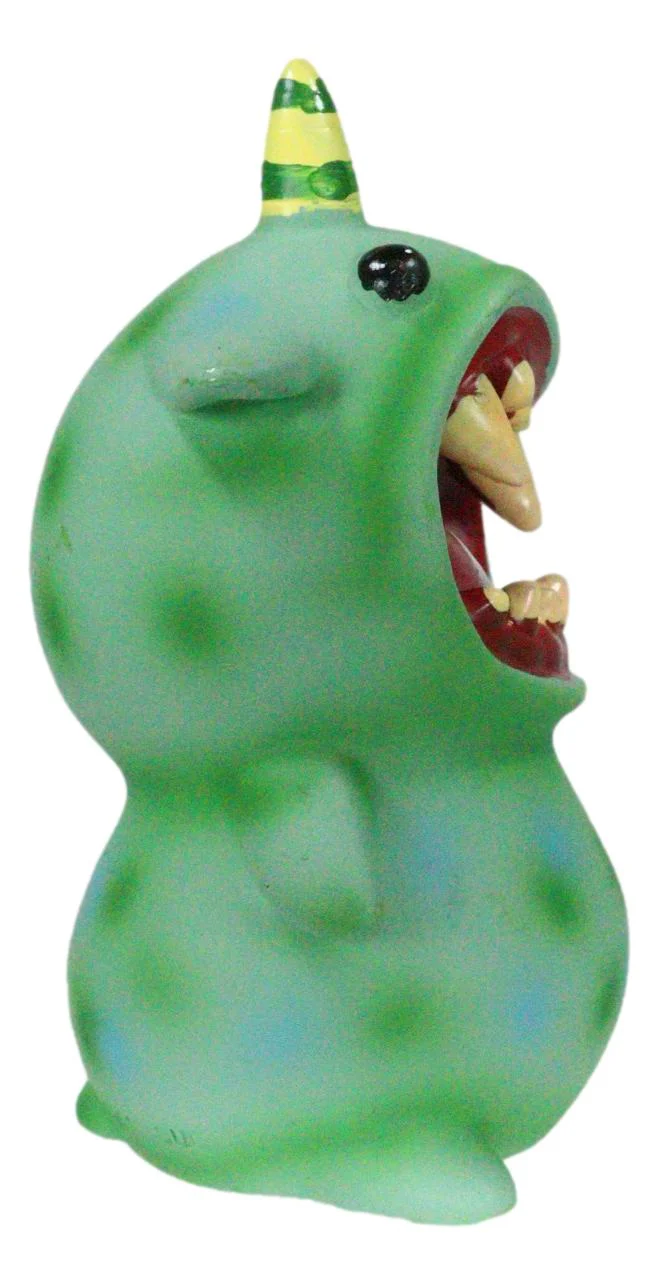 Underbedz Mogu Mogu Green Alien Monster With Striped Horns Pudgy Belly Figurine - Image 5