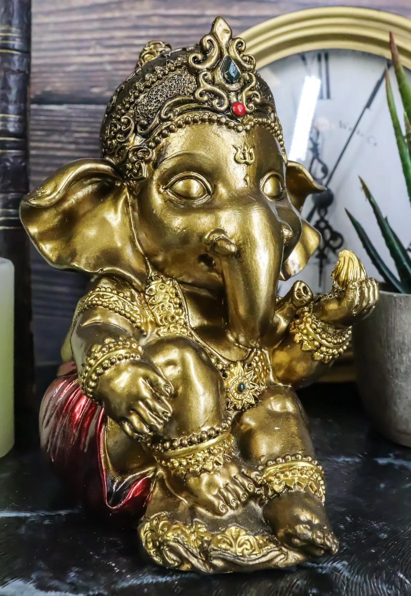 Vastu Hindu Elephant God Baby Ganesha Ganapati With Fire Ember In Hand Figurine - Image 8