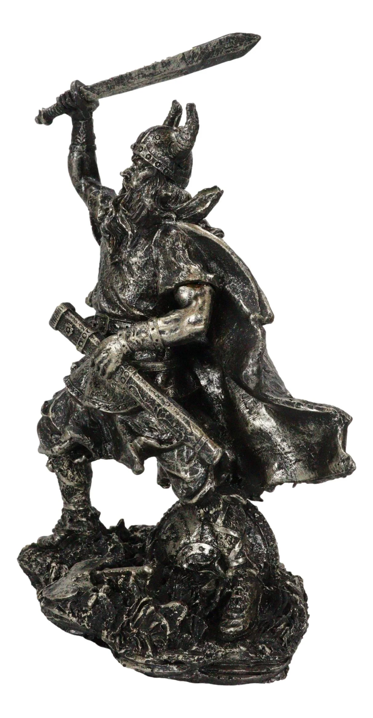 Viking Berserker Warrior With Bull Horn Helmet Attacking With Sword Figurine - Image 5