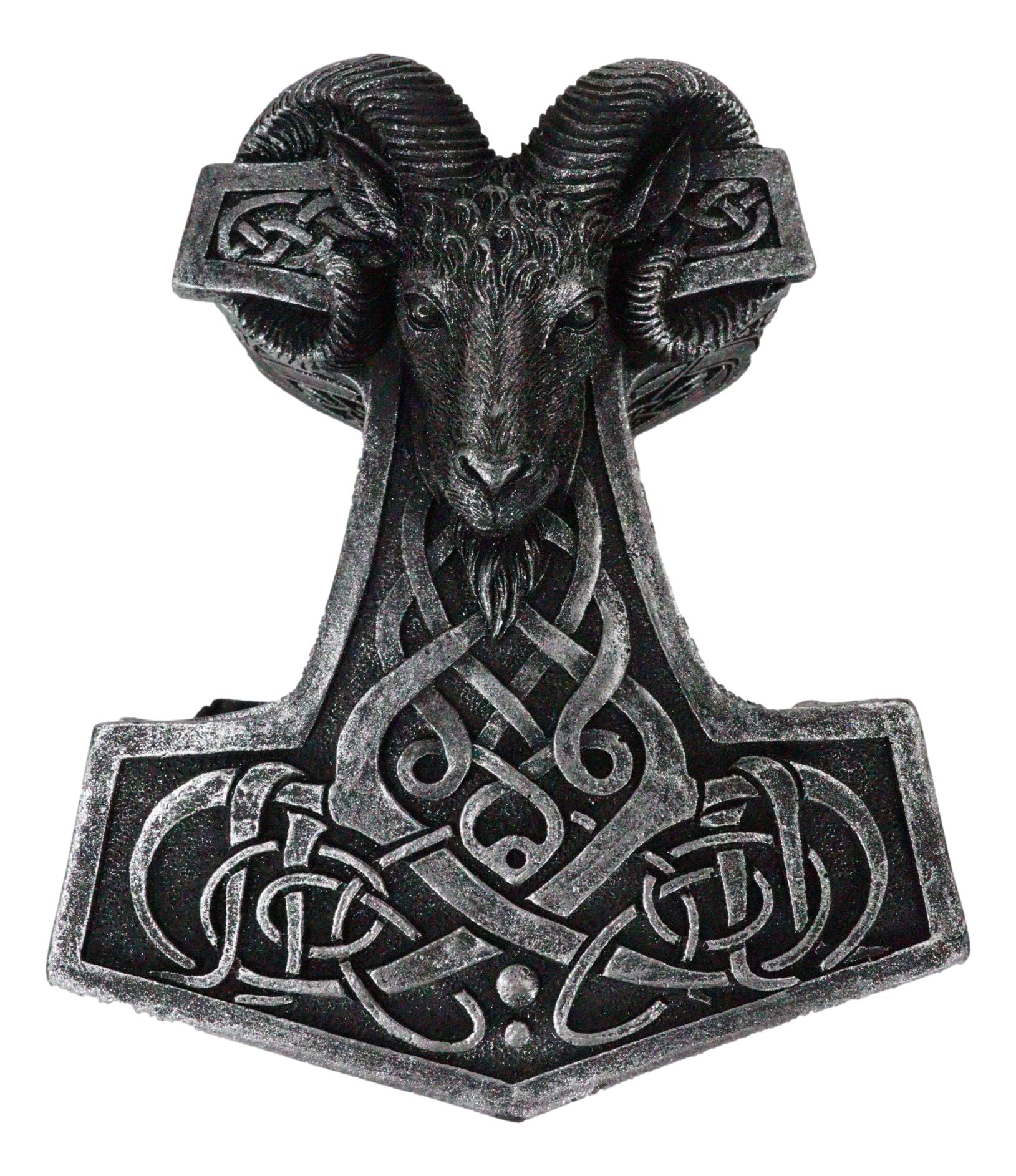 Viking Ram Skull Thor Hammer Mjolnir With Runes Knotwork Decorative Jewelry Box - Image 2