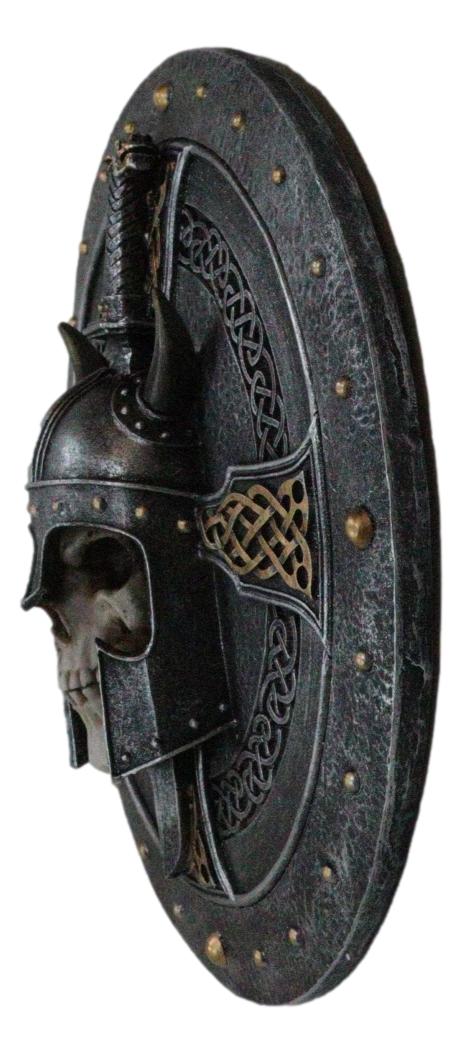 Viking Warrior Of Valhalla Skull Helmet Celtic Knot Cross Shield Wall Plaque - Image 2