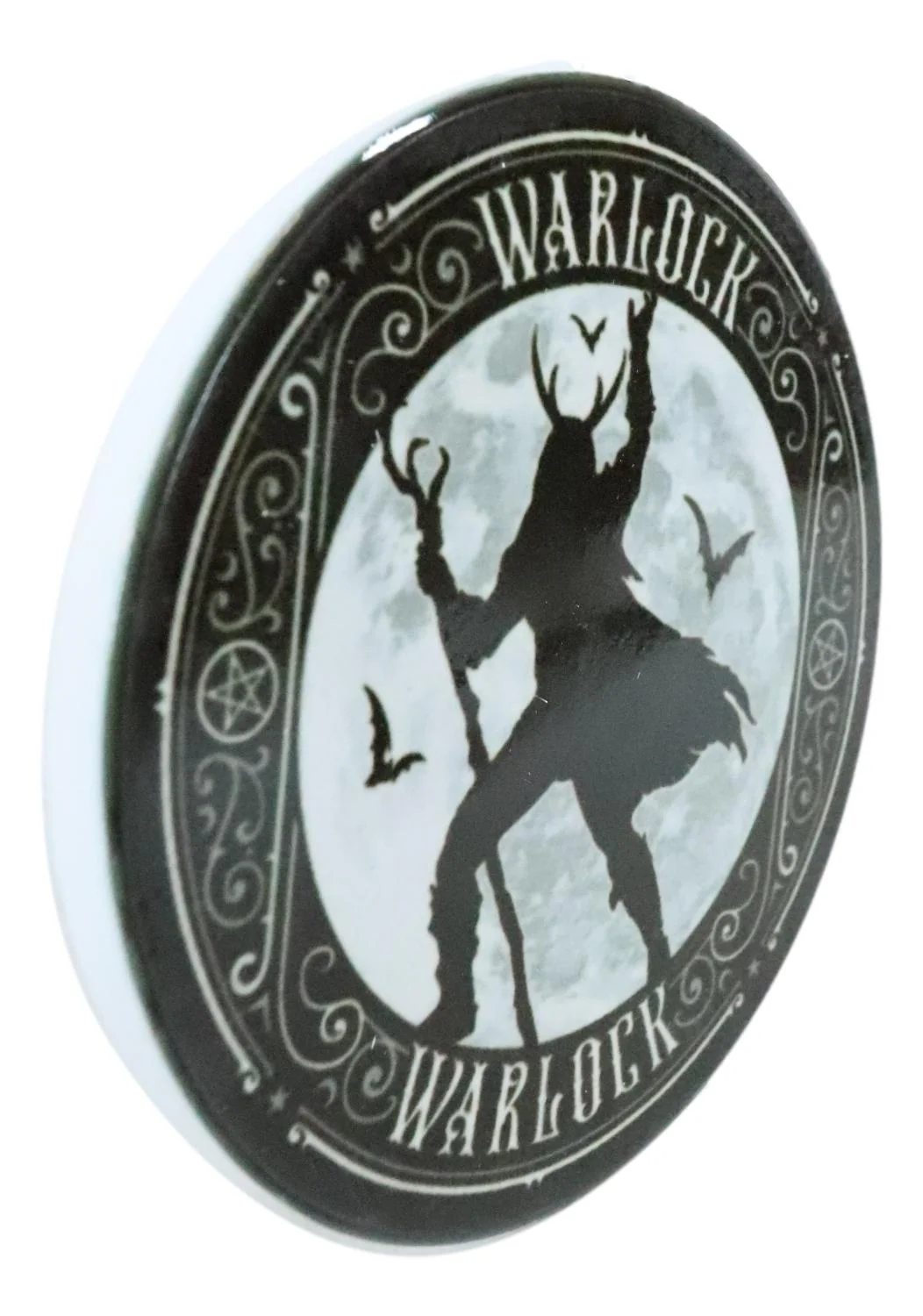 Warlock With Full Moon And Bats Ceramic Coaster Set of 4 Tiles With Cork Backs - Image 5