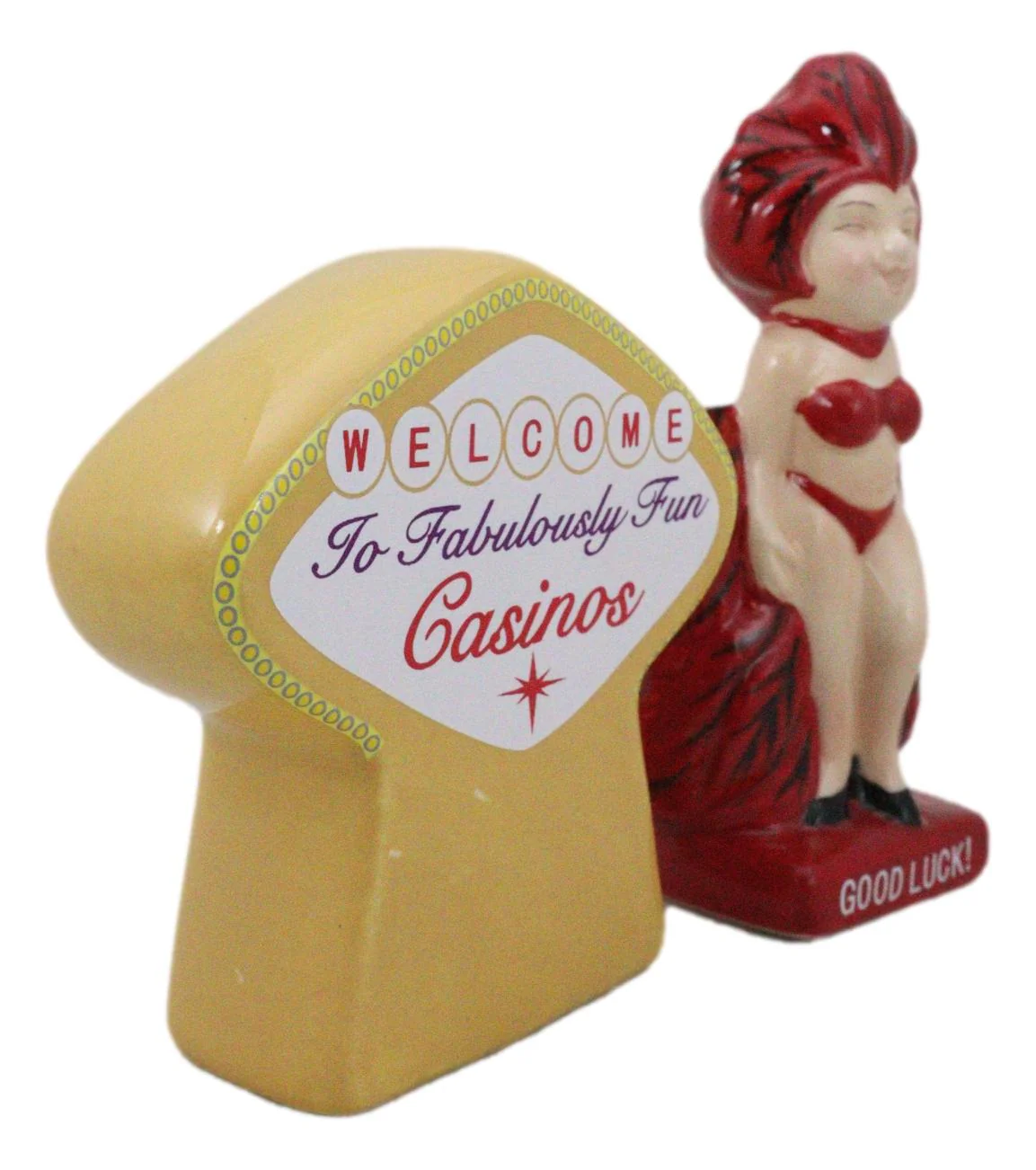 Welcome To Fabulously Fun Casinos Good Luck Pin Up Show Girl Salt Pepper Shakers - Image 2