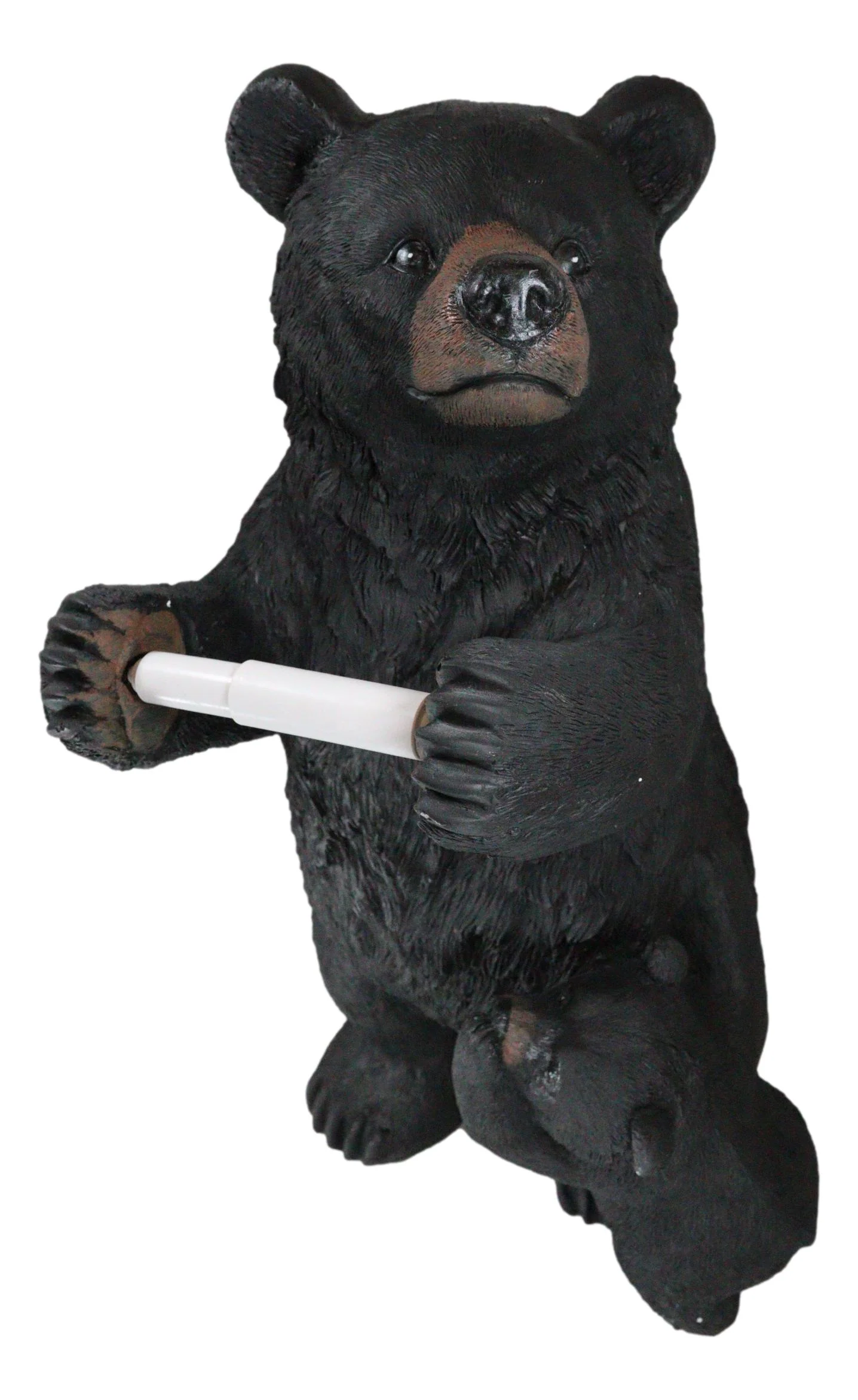 Western Black Mother Bear With Cub Toilet Paper Holder Floor Standing Figurine - Image 4