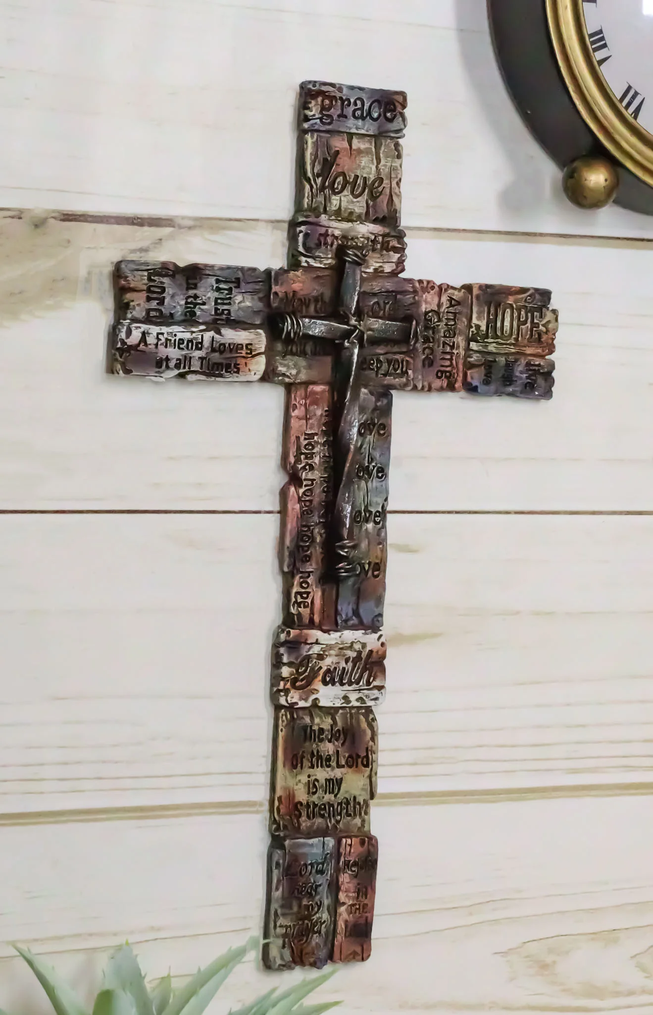 Western Christian Inspirational Friendship Faith Hope Love Grace Wall Cross 12"H - Image 9