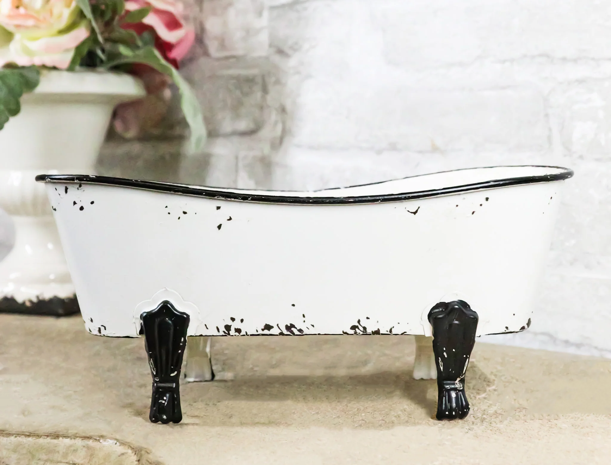 Western Country Rustic Metal Freestanding Bathtub Replica Decor 10"L - Image 10