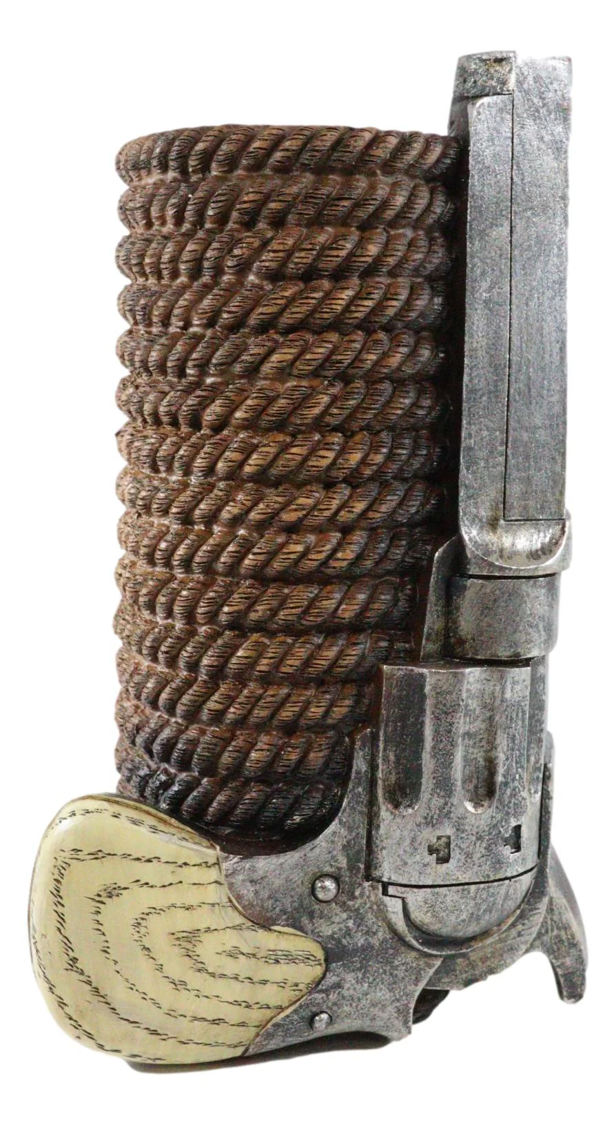 Western Cowboy Pistol Revolver Gun With Braided Ropes Barrel Floral Vase Decor - Image 4