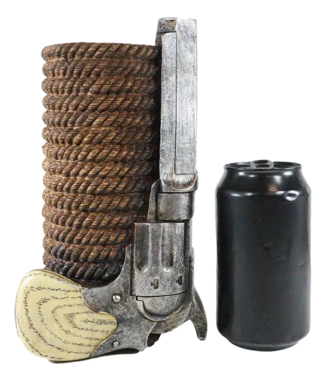 Western Cowboy Pistol Revolver Gun With Braided Ropes Barrel Floral Vase Decor - Image 5